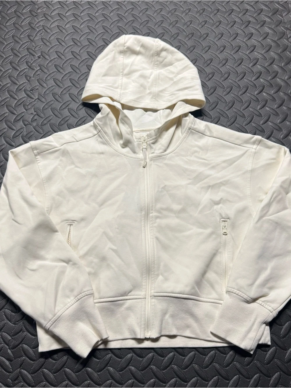 Old Navy Active Dynamic Fleece White Zip Up Hoodie Girls Size L 10-12